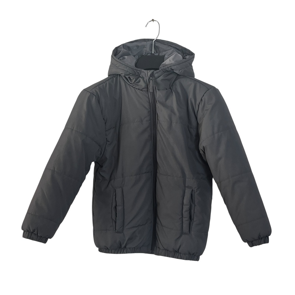 Arctic Hero Boys Gray Hooded Puffer Jacket Size 8-10 Fall Winter Streetwear